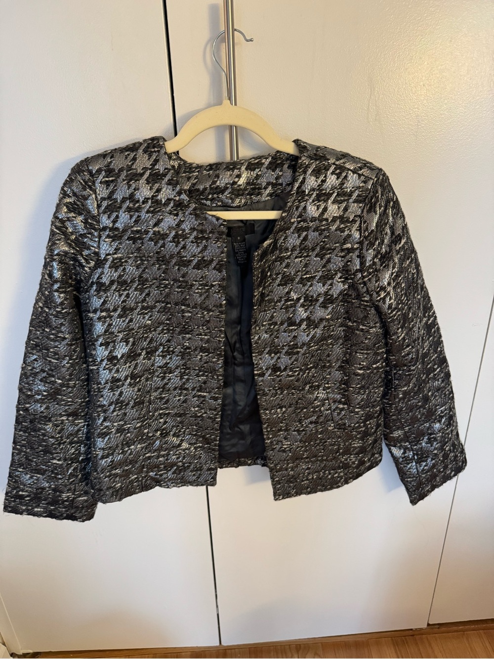 J. Crew Metallic Houndstooth Jacket - Black & Silver